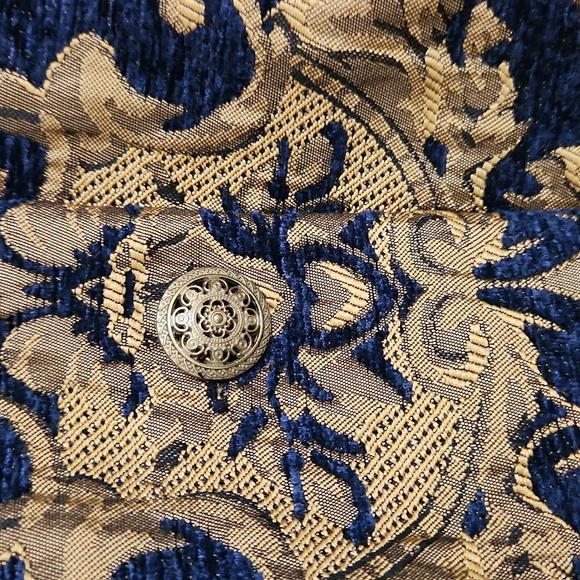 Elegant Tapestry Gold and Blue Women's Jacket XL Glam Formal Party Church - Picture 5 of 10